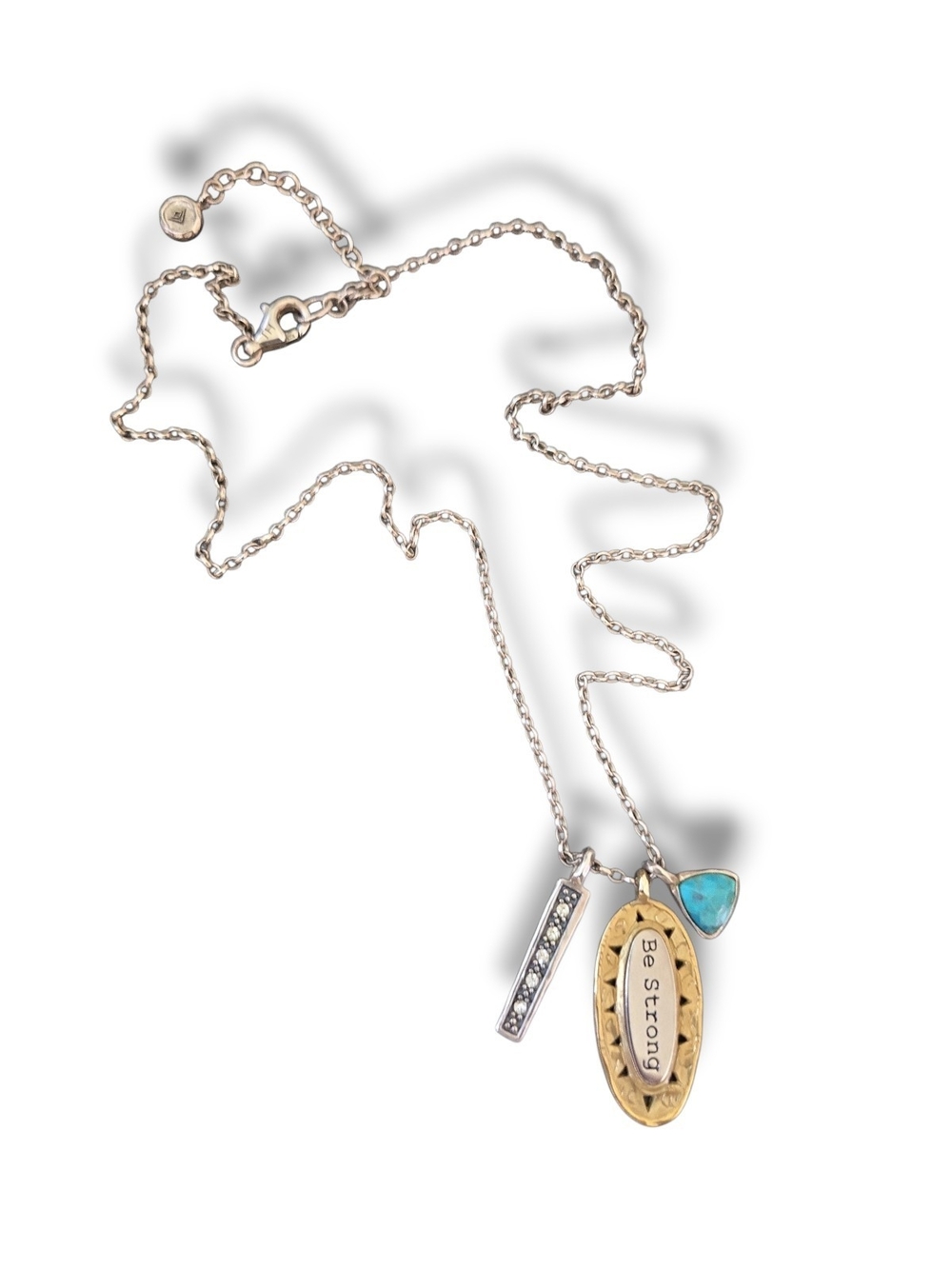 Silpada Gold 'Be Strong' Pendant Necklace with Turquoise Charm